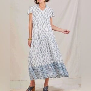 RockFlowerPaper Elegant Blue and White Maxi Dress, size large